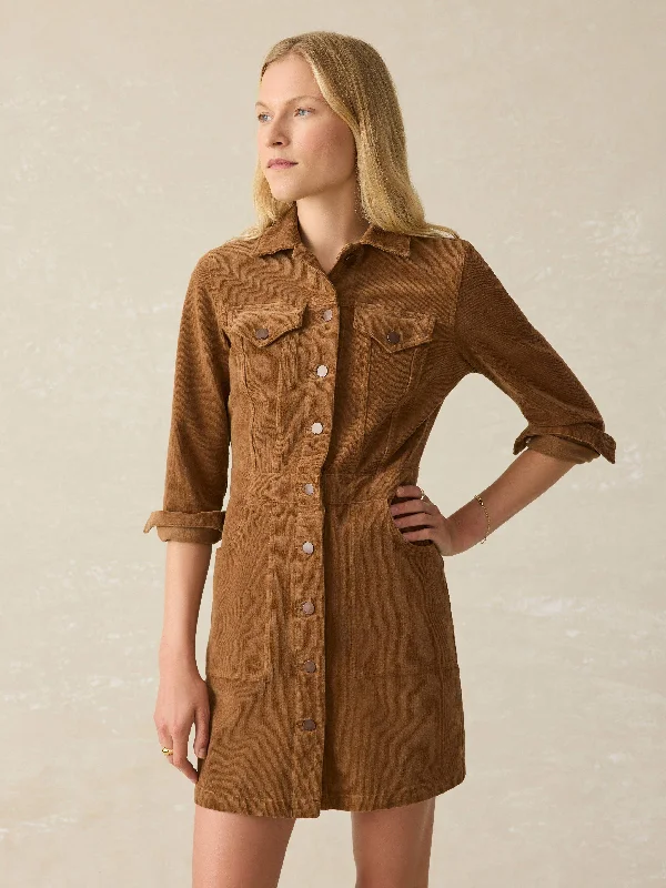 Softstretch Cord Michelle Dress - Cord Brown Tunics Cozy soft
