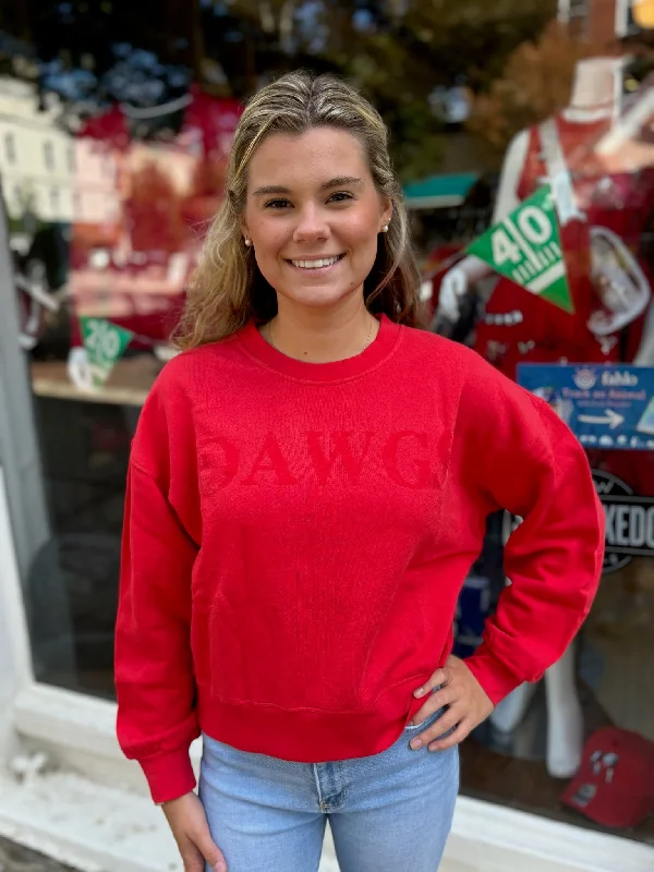 FINAL SALE - The Tonal Sweatshirt Dawgs Hoodie with Tied Waist Feminine Flattering