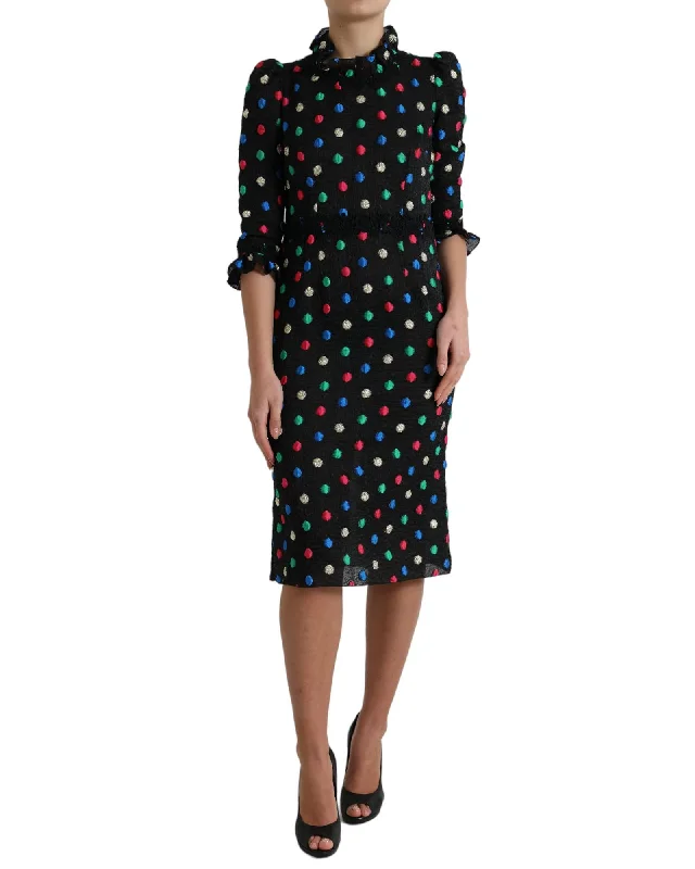 Dolce & Gabbana  Black Polka Dot Silk Dress