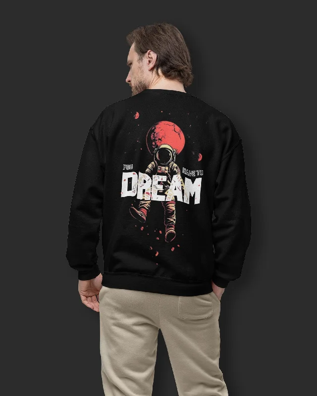 Astral Ascent Drop Shoulder Sweatshirt: Black Hoodie with Reflective Safety Nightwear Astral Ascent Drop Shoulder Sweatshirt: Black Hoodie with Reflective Safety Nightwear