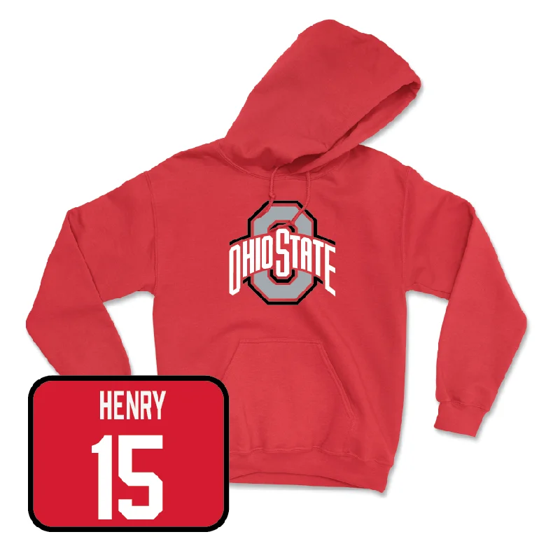 Red Women's Basketball Team Hoodie - Seini Henry Hoodie with Drawcord Adjustable Secure Red Women's Basketball Team Hoodie - Seini Henry Hoodie with Drawcord Adjustable Secure