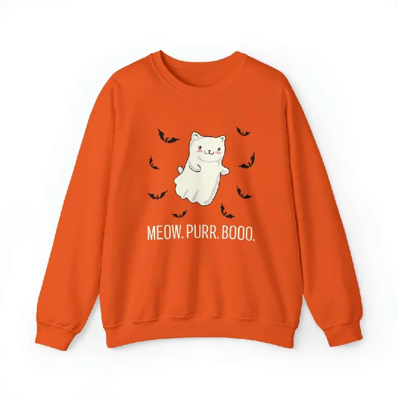 Meow. Purr. Boo. Unisex Crewneck Sweatshirt Hoodie with Slim Fit Tailored Modern