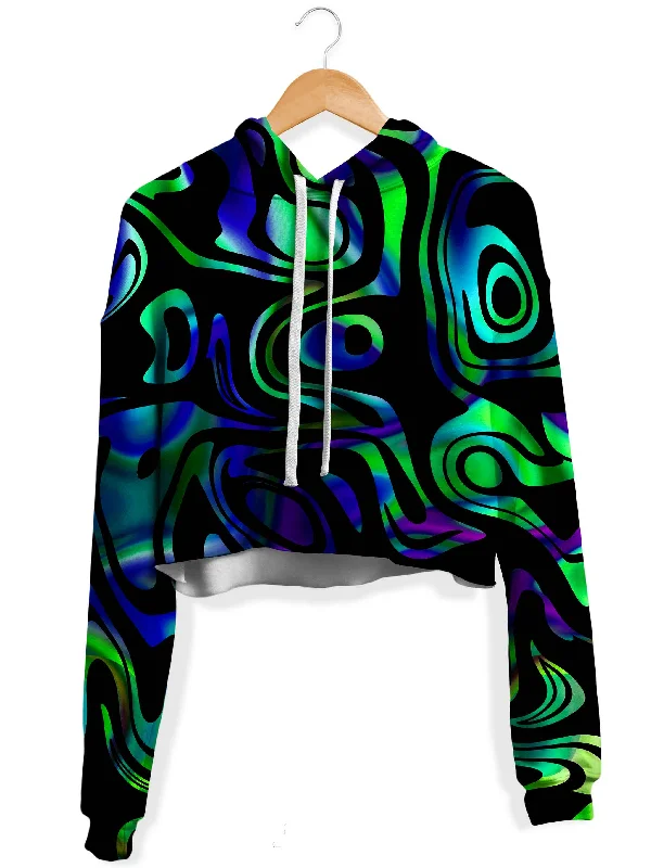 Network Abstract Fleece Crop Hoodie Hoodie with Raglan Sleeves Sporty Comfortable