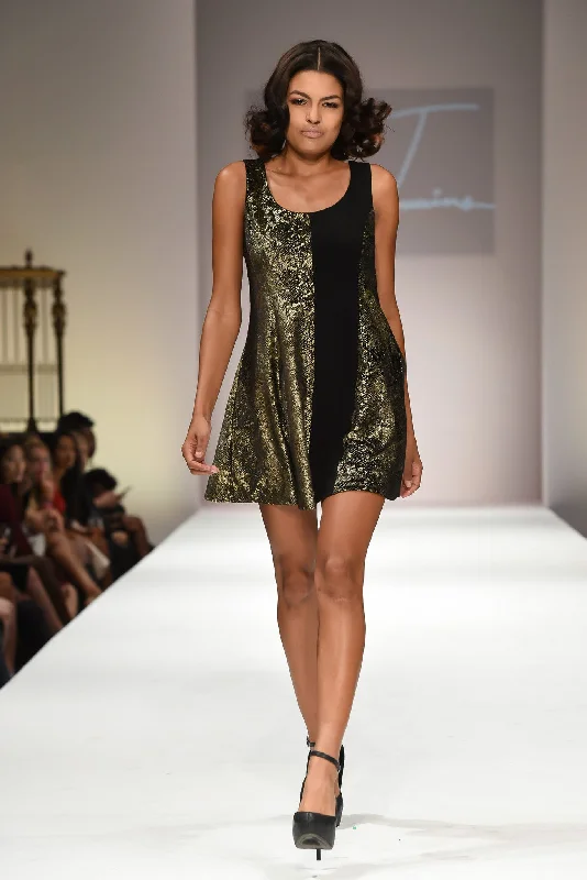 Women's Gold Dress Tunics Chic fashionable