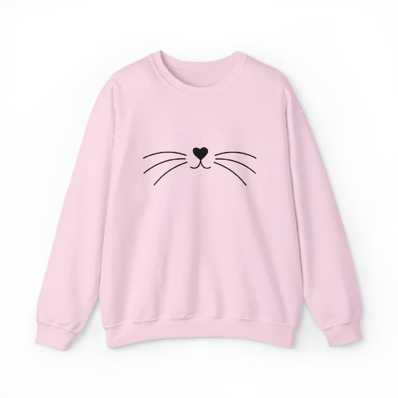 Whiskers Crewneck Sweatshirt Hoodie with Monochrome Minimalist Simple