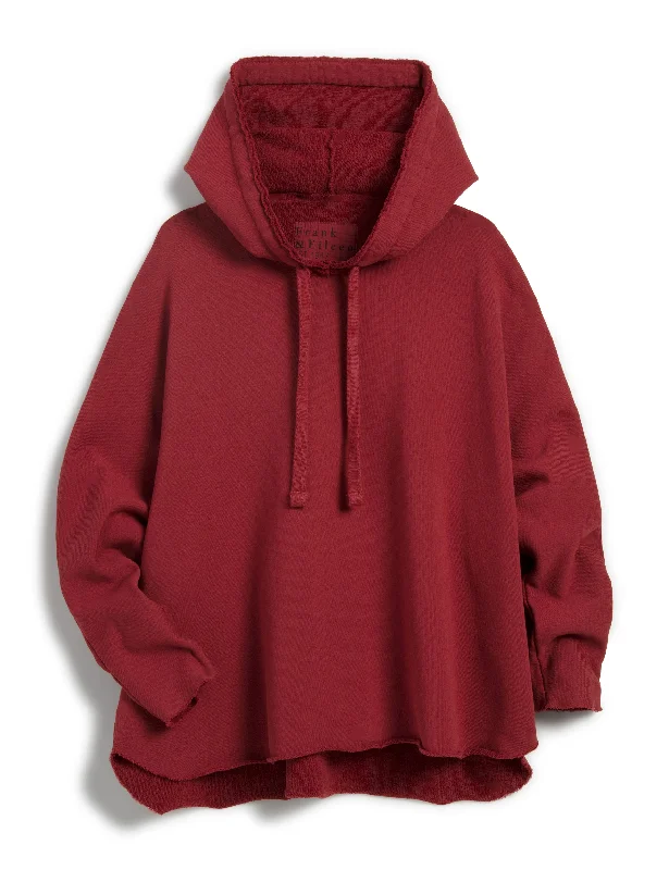 Frank & Eileen Kane Capelet Hoodie in Cranberry Hoodie with Puffed Sleeves Voluminous Trendy Frank & Eileen Kane Capelet Hoodie in Cranberry Hoodie with Puffed Sleeves Voluminous Trendy