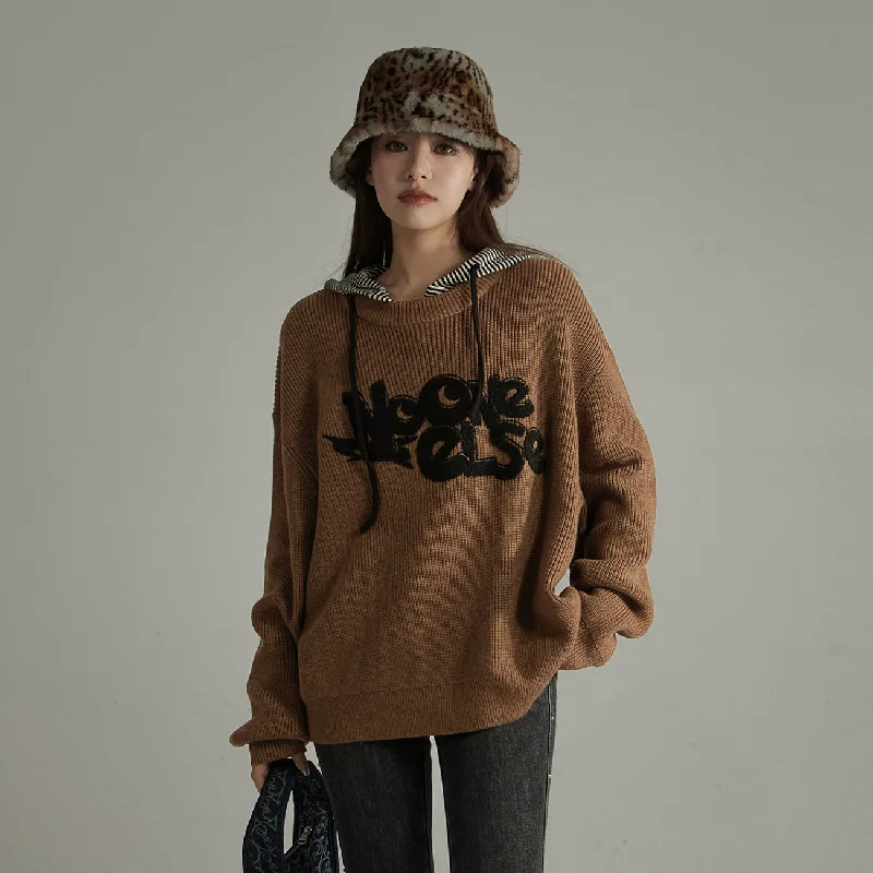 Boyfriend Round Neck Loose Sweater Handmade Hand-knitted Hand-woven