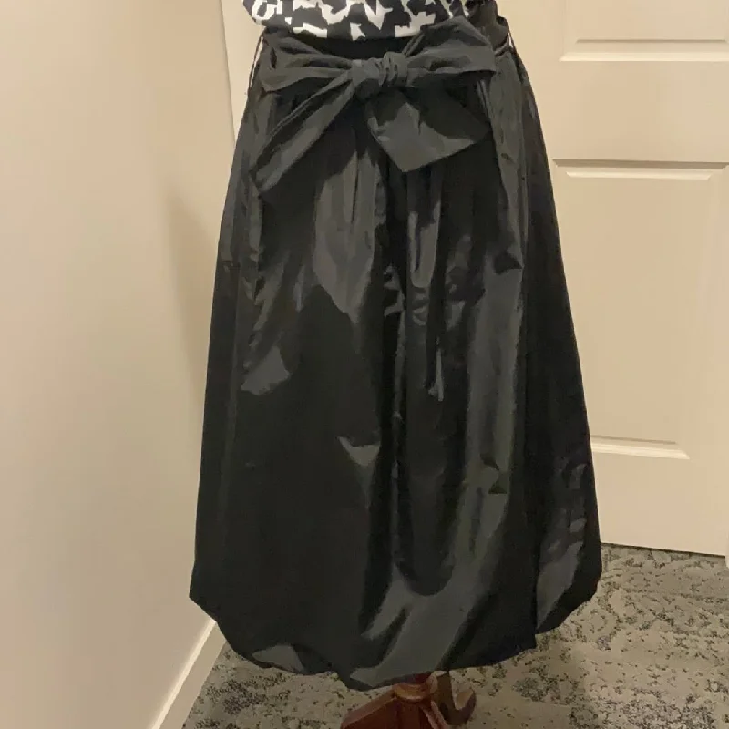 M Made in Italy Black Taffeta Skirt W/ Belt patchwork skirt art