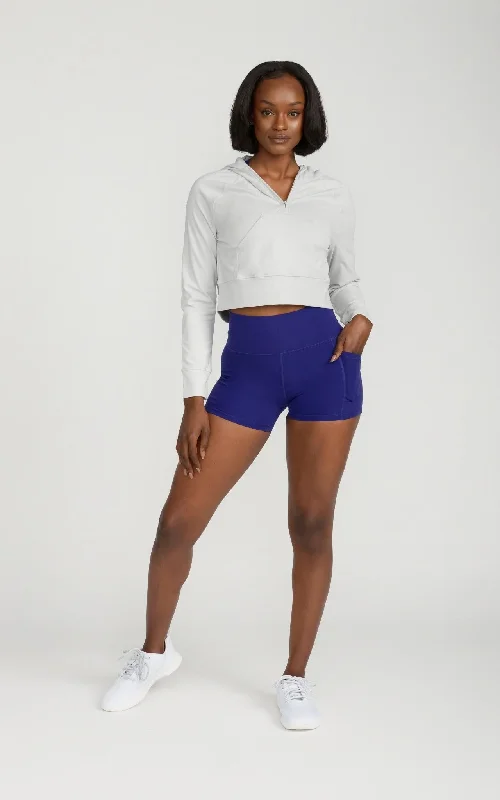 Nula Half Zip Hoodie in Glacier Gray Hoodie with Hem Raw Edge Edgy Unfinished
