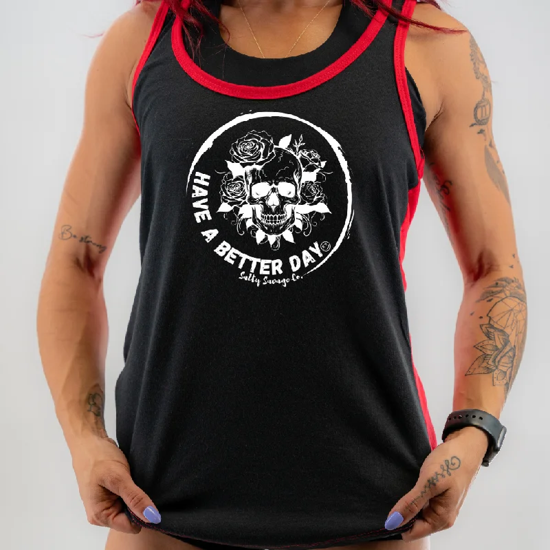 Salty Savage Ladies “HAVE A BETTER DAY” Two Tone Racerback Tank teal tank top