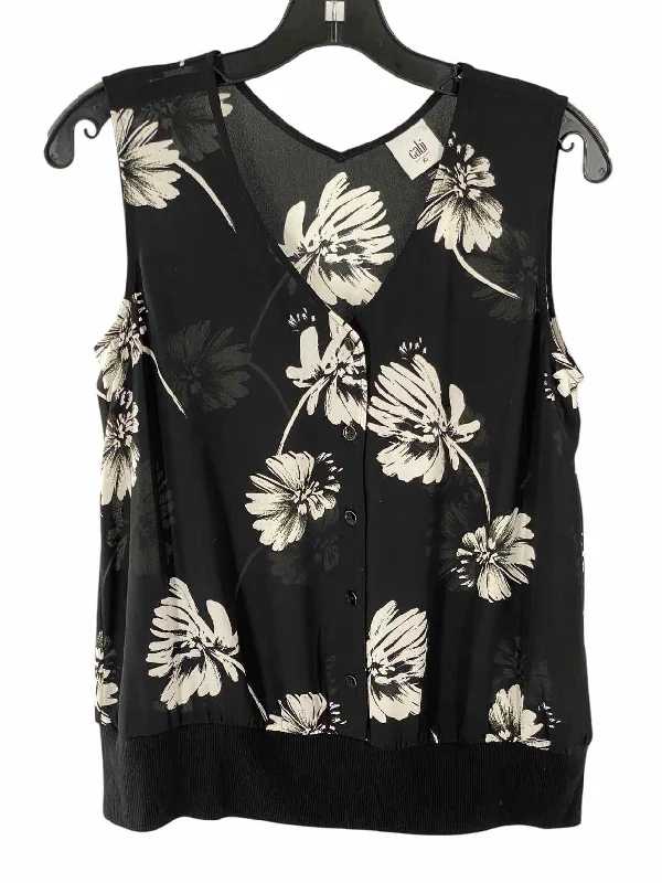 Cabi Size XS Black White Floral Tank Top slim fit tank