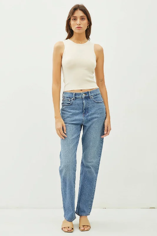 ROUND NECK SLEVELESS CROP TANK | Vanilla relaxed fit tank