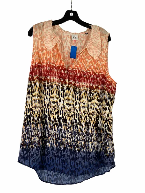Cabi Size XL Pink Blue Print Tank Top casual tank top