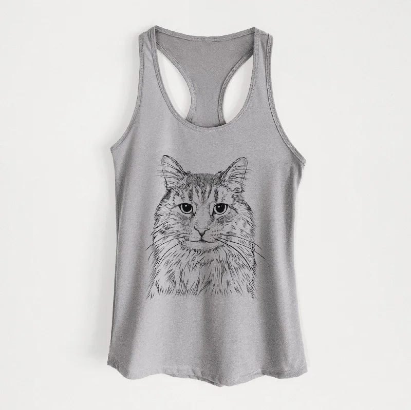 Oliver Fluff the Maine Coon Mix Cat - Women's Racerback Tanktop cotton tank top