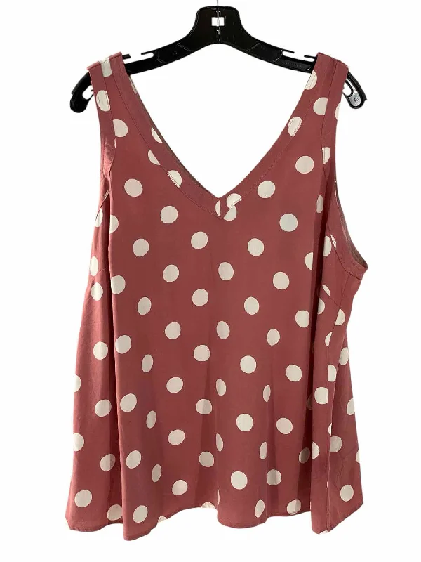 Torrid Size 1X Pink White Polka Dot Tank Top lace back tank