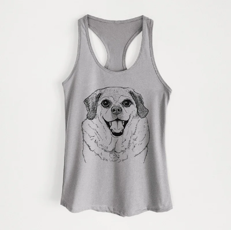 Little Man the Puggle - Women's Racerback Tanktop sage tank top