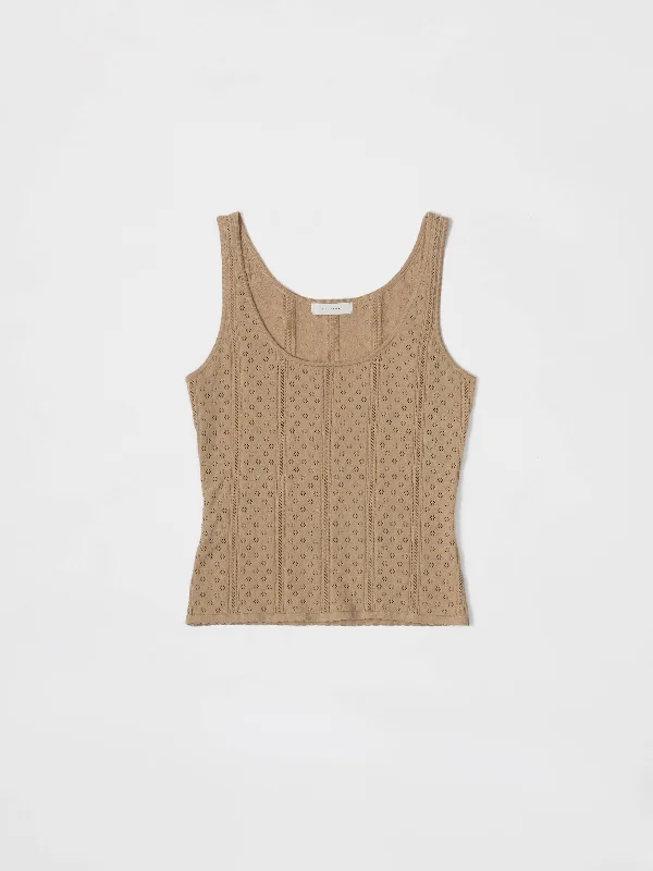 The Karis Knit Pointelle Tank Top | BEIGE sage tank top