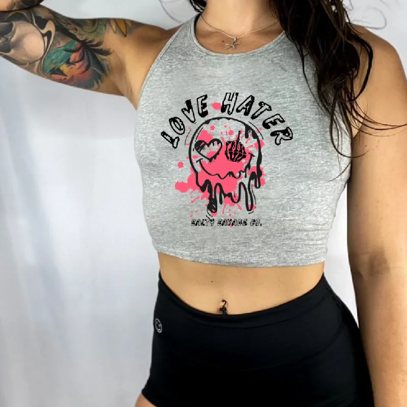 Ladies "LOVE HATER" High Neck Crop Tank vibrant tank top