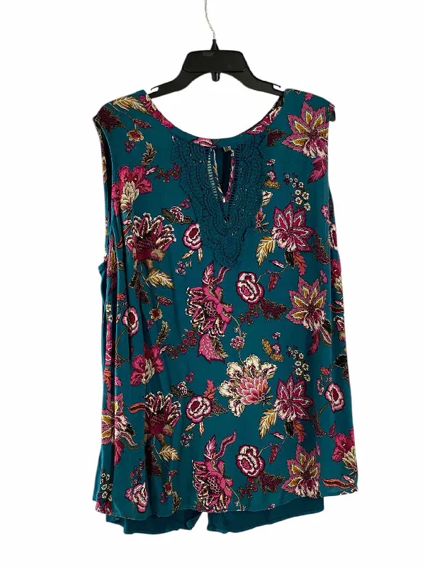 Daniel Rainn Size 2X Blue Pink Floral Tank Top seamless tank top