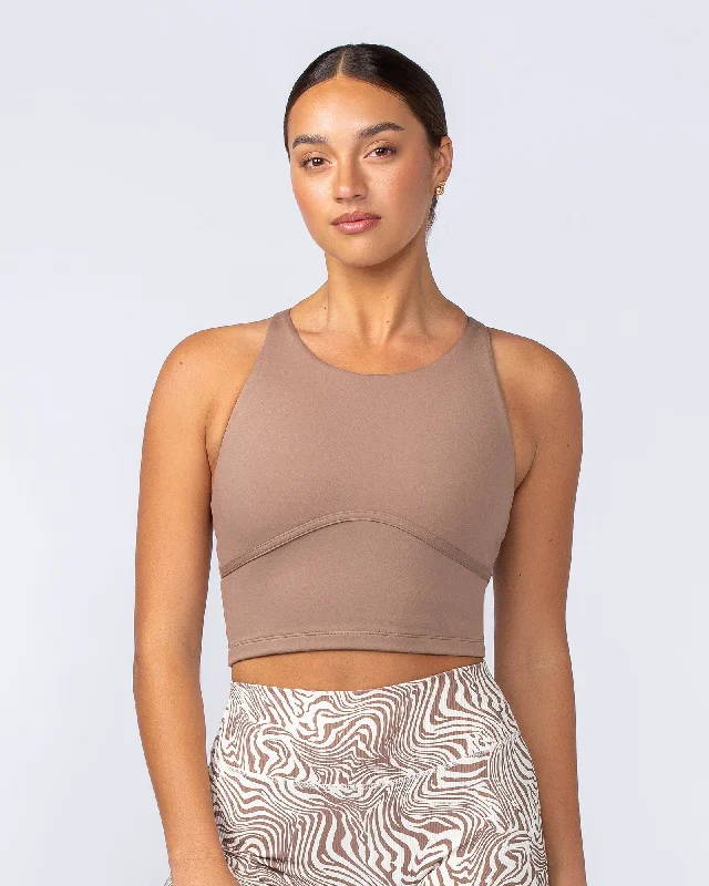 Muscle Nation | Limitless Cropped Active Tank - Cinnamon fitted tank top