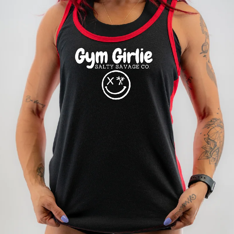 Salty Savage Ladies “Gym Girlie” Two Tone Racerback Tank charcoal tank top
