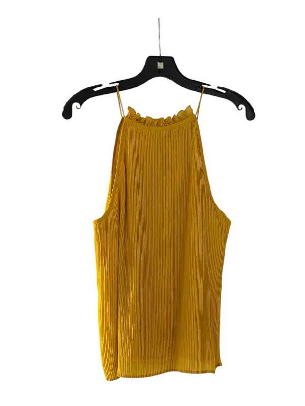Mango Size S Yellow Pleated Tank Top beige tank top