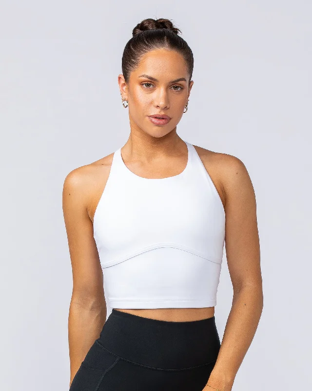 Muscle Nation | Limitless Cropped Active Tank - White flexible tank top