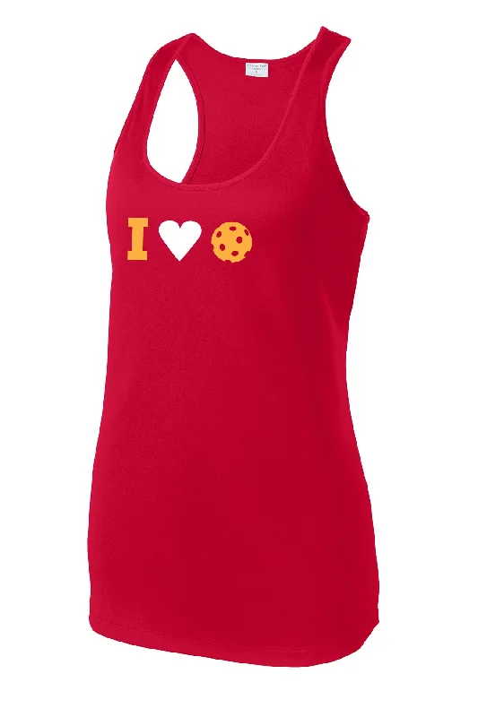 I Heart Pickleball - Womens Performance Racerback Tank stylish tank top