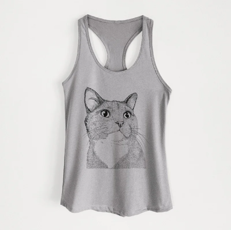 Gizmo the Grey Cat - Women's Racerback Tanktop coral tank top