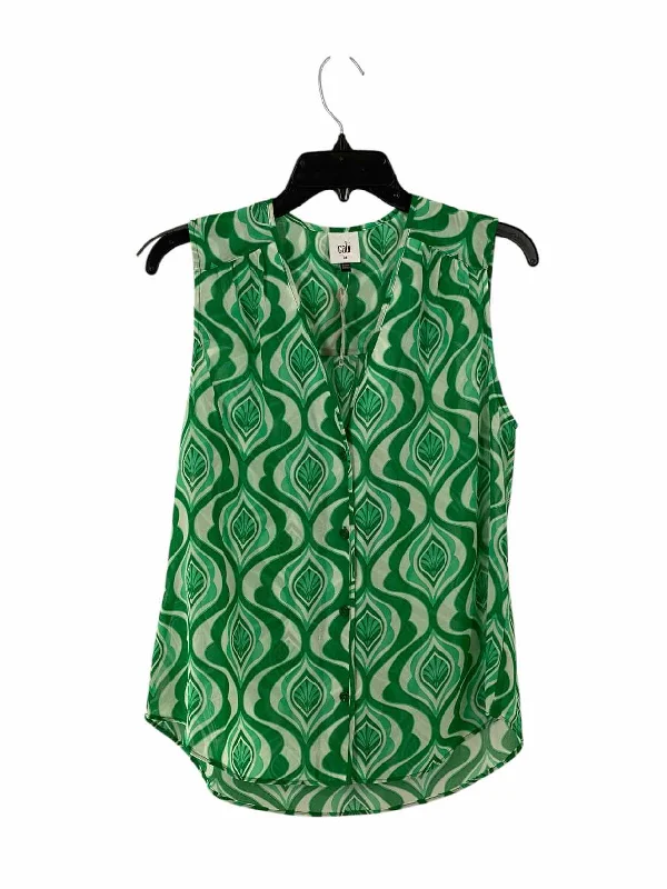Cabi Size M Green White Print Tank Top adorable tank top