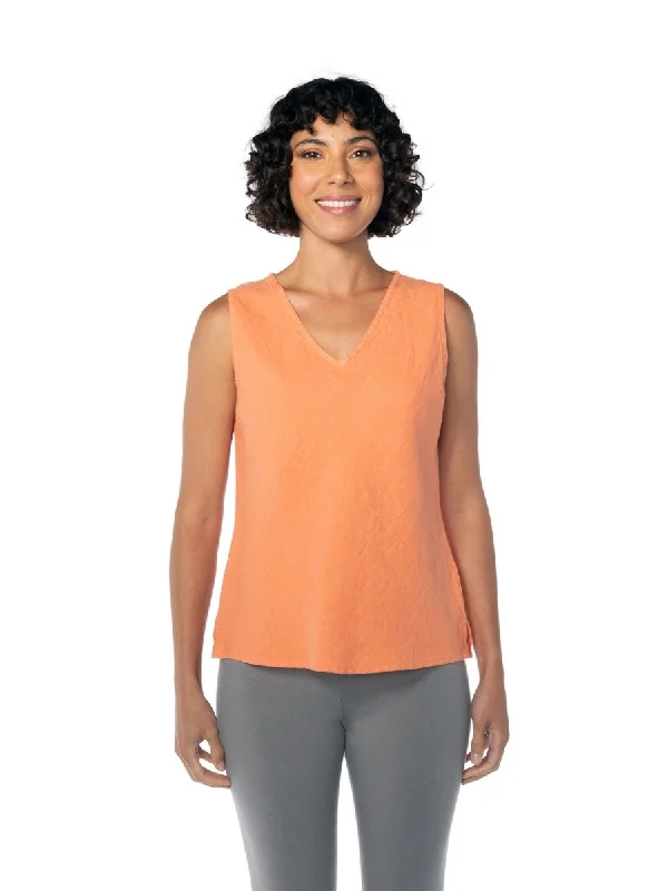 CUT LOOSE LINEN V NECK BIAS TANK v-neck tank top