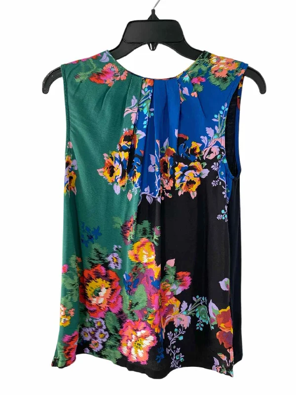 Vanessa Virginia Size XS Multi-Color Floral Tank Top sheer tank top
