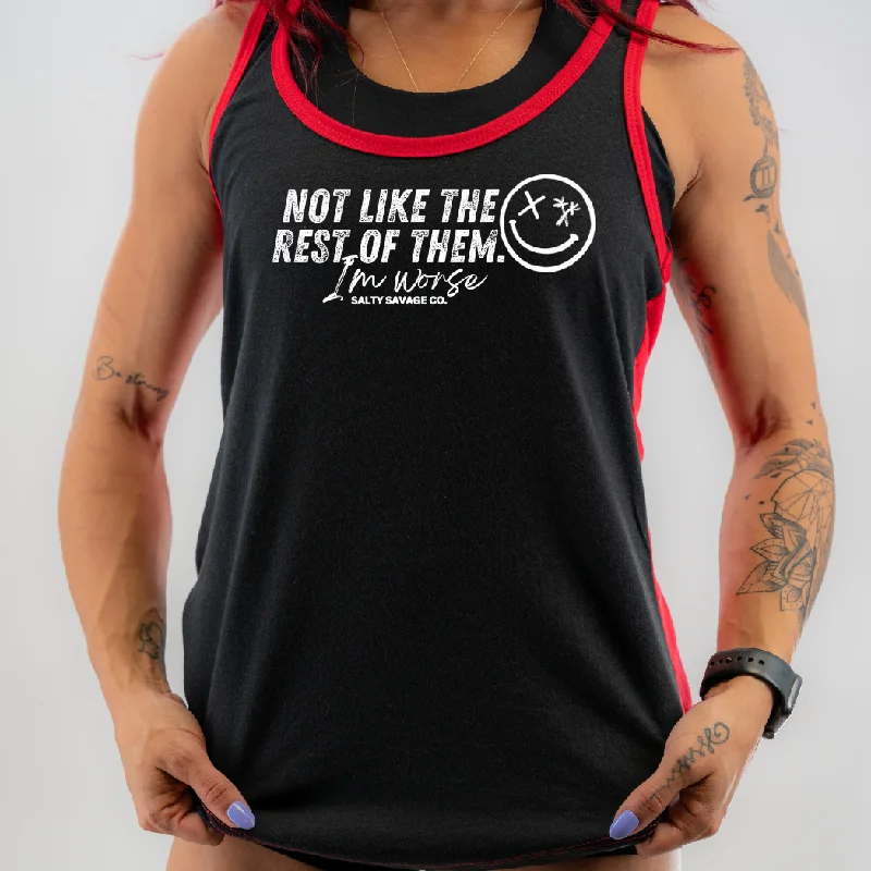 Salty Savage Ladies “I’m worse” Two Tone Racerback Tank gold tank top