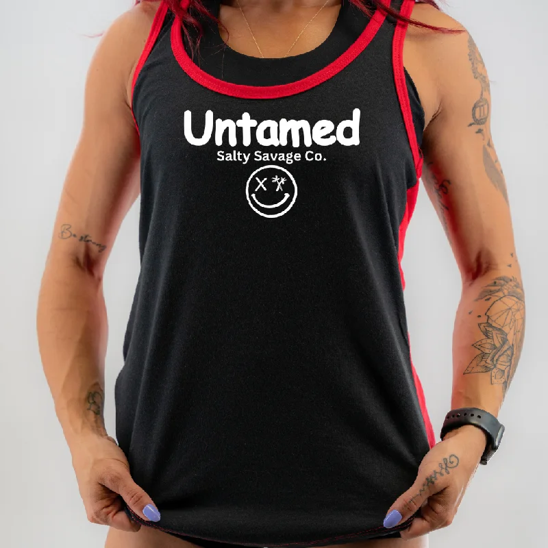 Salty Savage Ladies “Untamed” Two Tone Racerback Tank cherry red tank