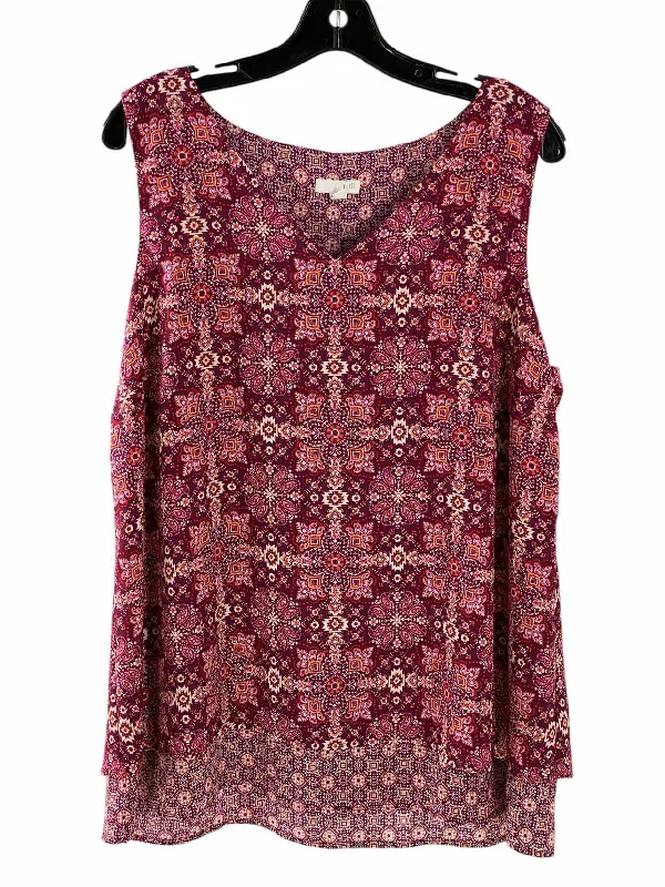 J Jill Size L Wine Multi Print Tank Top floral tank top