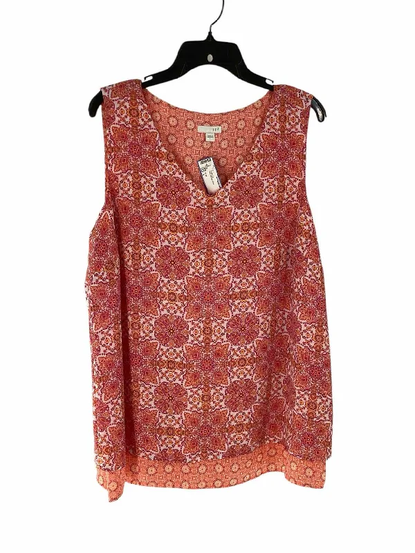 J. Jill Size L Pink Orange Print Tank Top crossback tank top