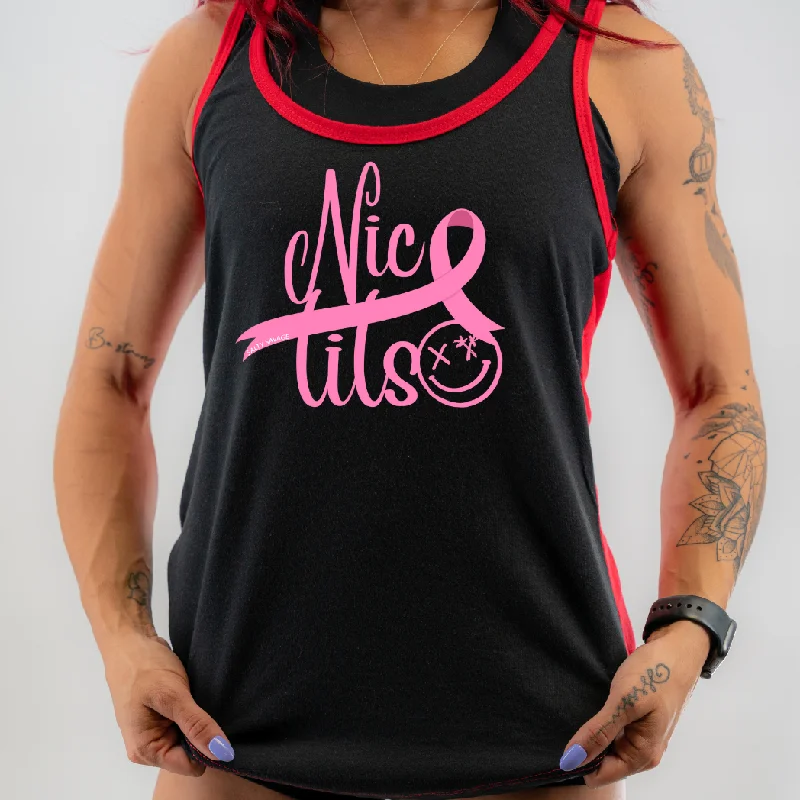 Salty Savage Ladies “NICE TITS” Two Tone Racerback Tank metallic tank top