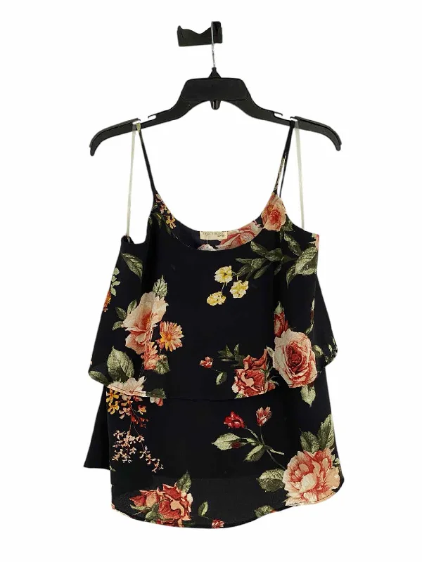 Twenty Second Size M Navy Pink Floral Tank Top spandex blend tank