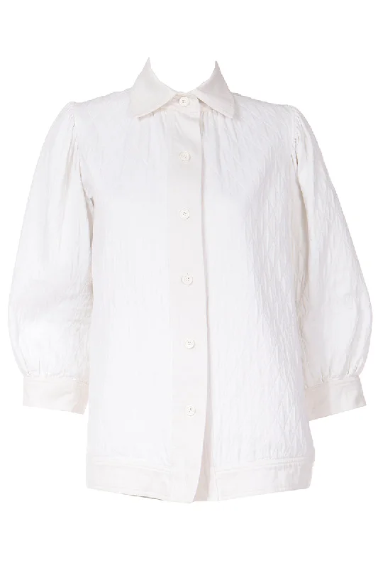 1970s Yves Saint Laurent Quilted Ivory Smock Style Jacket