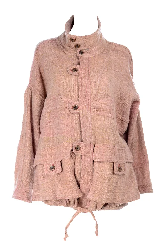 1980s Muted Pink Wool Handwoven Bolivian Vintage Jacket