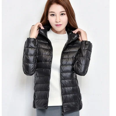 2018 New Women Winter Coat Fashion 90% White Duck Down Jacket Ultralight Portable Slim Down Coat Female Winter Jackets Parkas