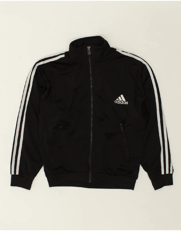 ADIDAS Womens Tracksuit Top Jacket UK 14 Medium Black Polyester