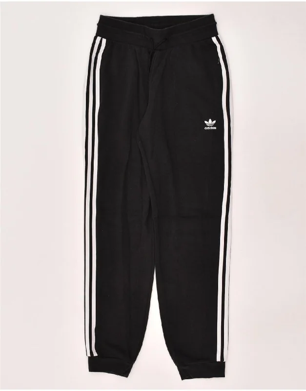 ADIDAS Womens Tracksuit Trousers Joggers UK 10 Small Black Cotton