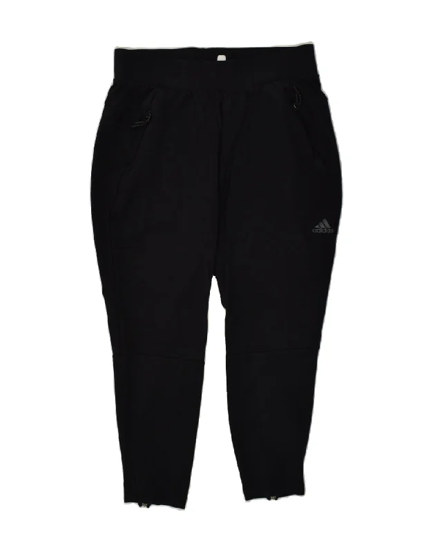 ADIDAS Womens Tracksuit Trousers UK 12/14 Medium Black Rayon