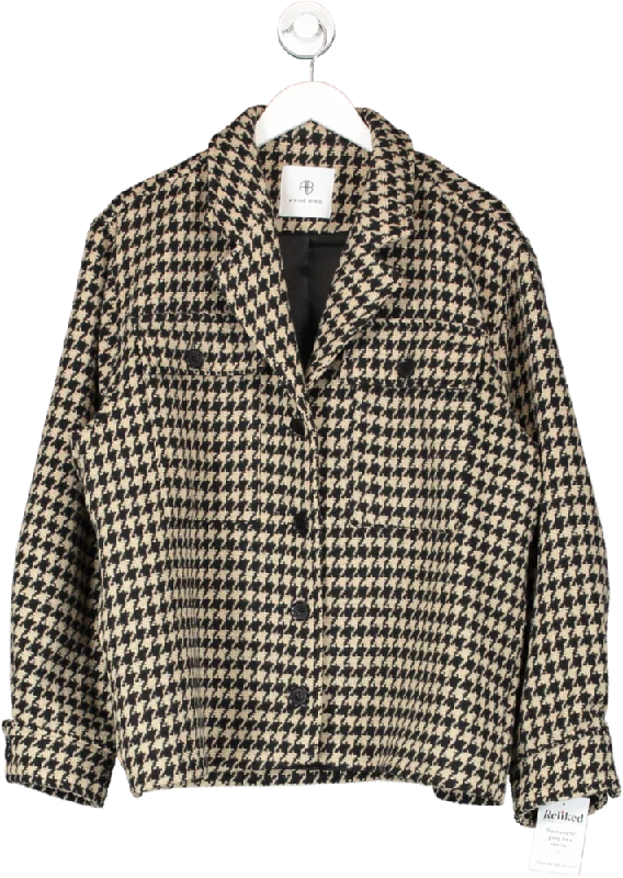 Anine Bing Black Houndstooth Coat UK M