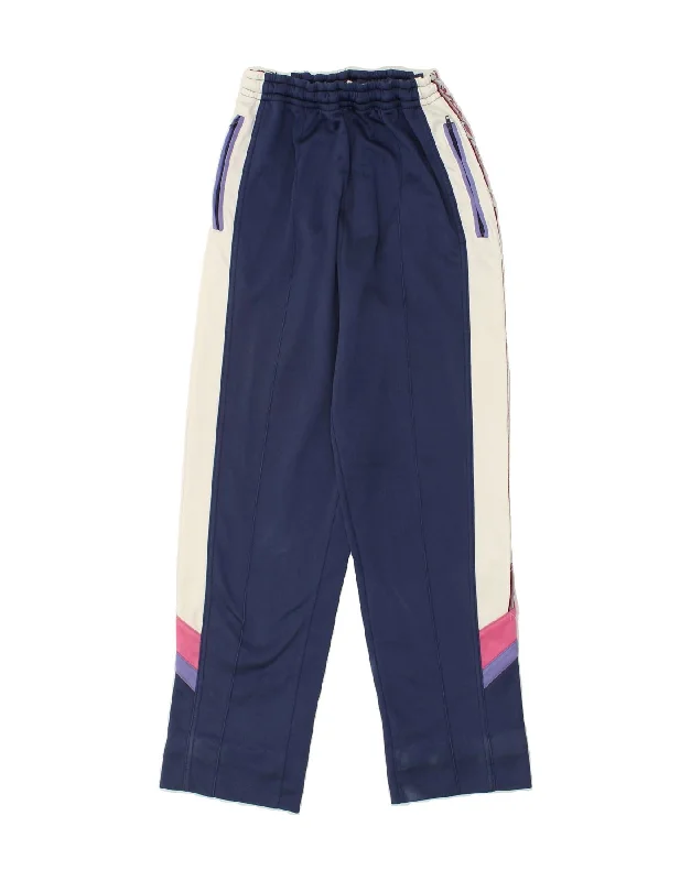 ASICS Womens Graphic Tracksuit Trousers IT 48 Medium Navy Blue Colourblock