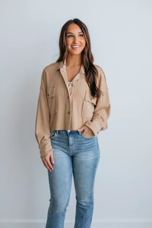 Benny Cropped Shacket - Biscotti