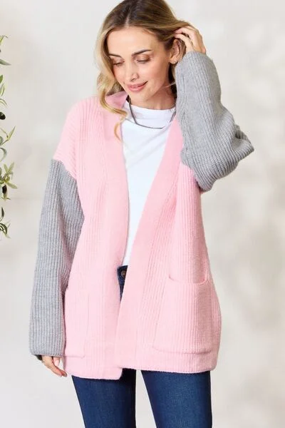 Contrast Open Front Cardigan