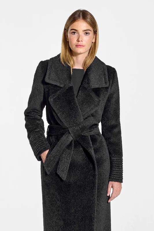 Bouclé Alpaca Long Notched Collar Wrap Coat