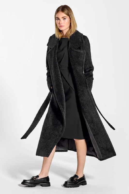 Bouclé Alpaca Long Notched Collar Wrap Coat